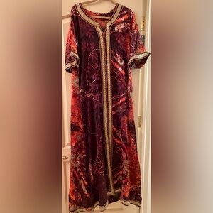 Authentic Moroccan Caftan Maroon and Orange